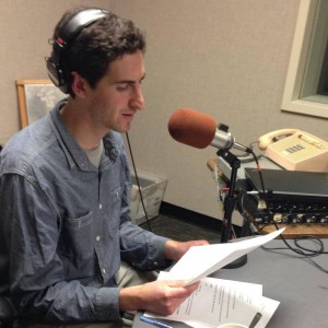 Eli Wirtschafter records voice tracks for his first story at KALW - photo by Angela Johnston.